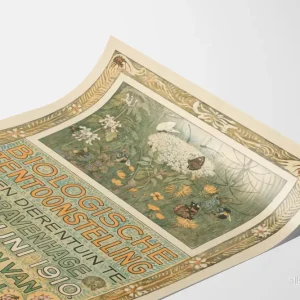 Vintageposter för biologisk utställning 1910 – Botanisk och djurisk väggdekoration - Bild 3