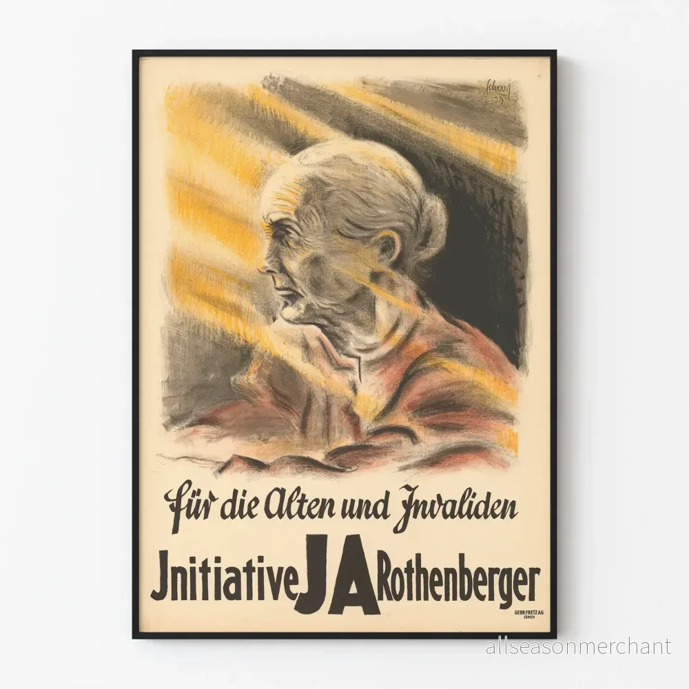 Vintageaffisch för solidaritet med äldre och invalida - Rothenberger-initiativ