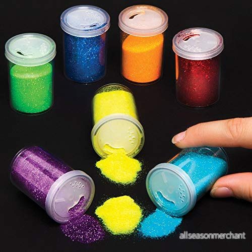 Baker Ross AT704 Glitterströare i regnbågsfärger, förpackning med 7 x 15 g, för barn att anpassa kort, dekorationer och bilder, hemmaprojekt, skolprojekt 5051174104235