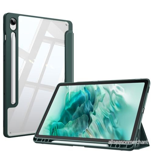 Fintie Hybridfodral för Samsung Galaxy Tab S9 FE 10,9 tum/Tab S9, 11 tum, 2023 surfplatta med pennhållare stötsäkert skyddsfodral transparent hårt skal på baksidan, nattgrön 840173974452