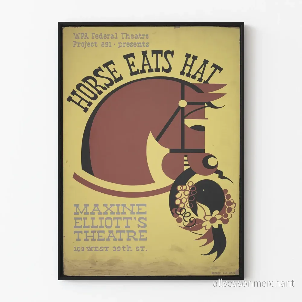 Vintagehäst som äter hatt - Väggdekoration Teater