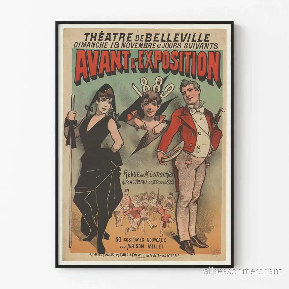 Affisch Teateret Belleville Innan Utställningen 1889 Affisch Teateret Belleville Innan Utställningen 1889