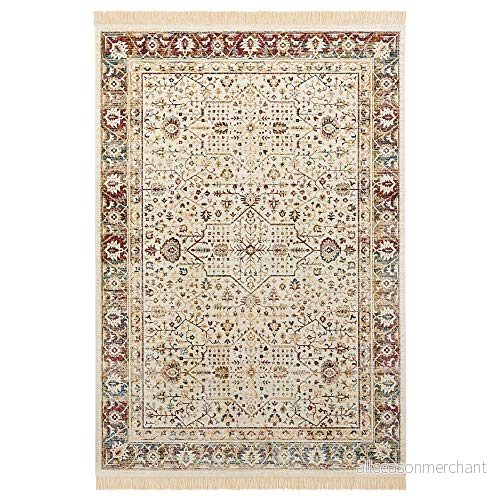 Nouristan orientalisk sammetsmatta med fransar Modern Belutsch NAVEH (60% viskos, 40% bomull, golvvärme lämplig) 160x230 cm Färgglad beige 4260659064341