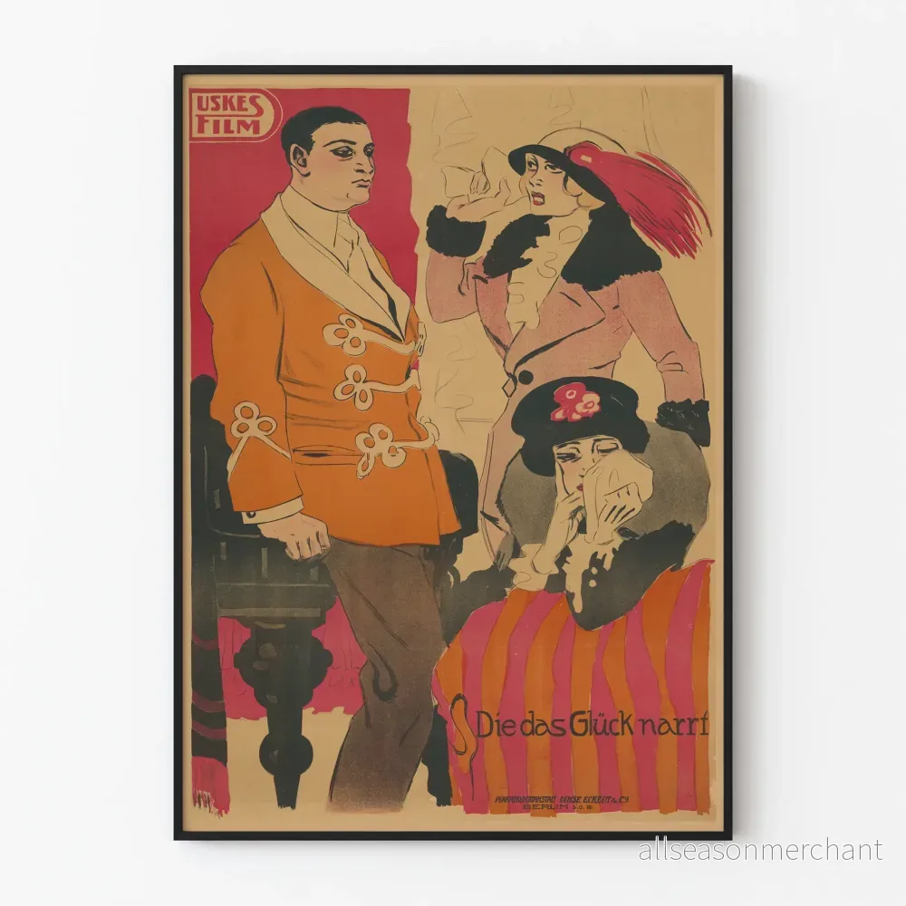 Vintageposter Die das Glück narrt - Gammal väggdekoration