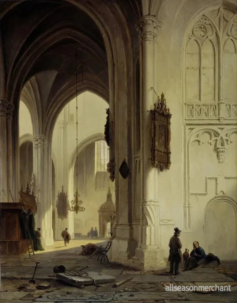 Målning inomhus av kyrkan - Bartholomeus Johannes van Hove | Konsttryck - Bild 2