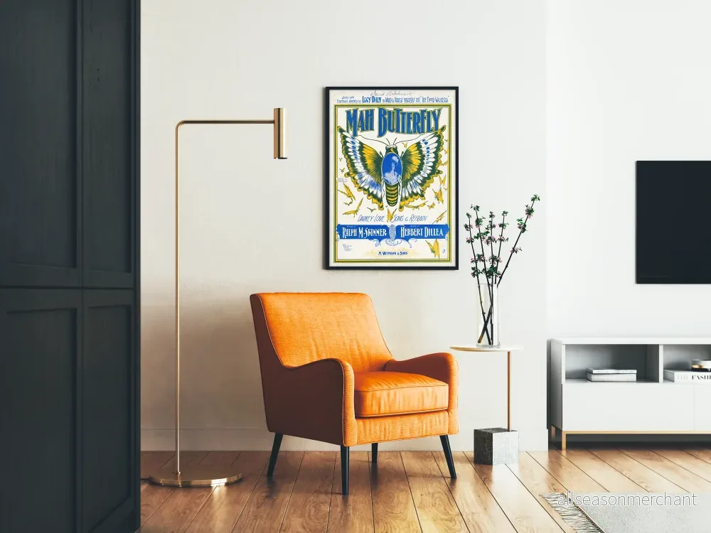 Vintage Mah Butterfly poster för väggdekoration