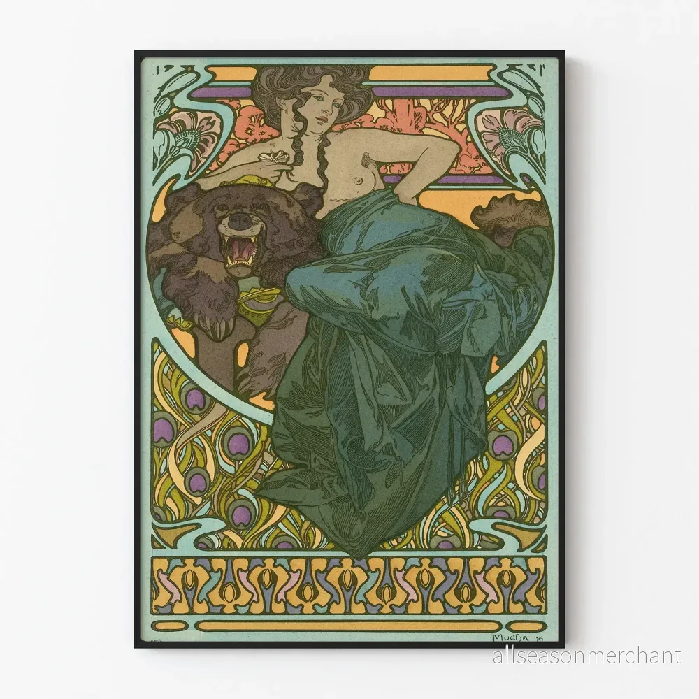 Art Nouveau-Poster Fågel och Björn – Elegant Väggdekoration Art Nouveau-Poster Fågel och Björn – Elegant Väggdekoration