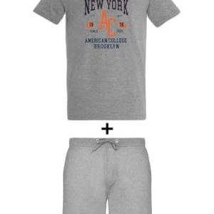 AMERICAN COLLEGE USA Ensemble Lot 2 Pièces t shirt et Short Enfants Garçons Filles, delat set + shorts unisex, barn, grå, 6 ans! 3666052447513