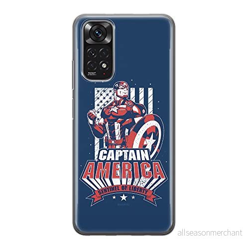 ERT GROUP mobiltelefonfodral för Xiaomi REDMI NOTE 11S 4G / 11 originalt och officiellt licensierat Marvel mönster Captain America 018, fodral tillverkad av TPU plast 5905511559892