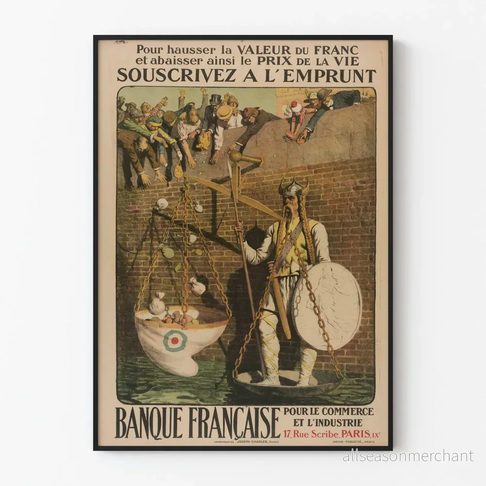 Bankfranska för handeln och industrin – Vintage poster för väggdekoration Bankfranska för handeln och industrin – Vintage poster för väggdekoration
