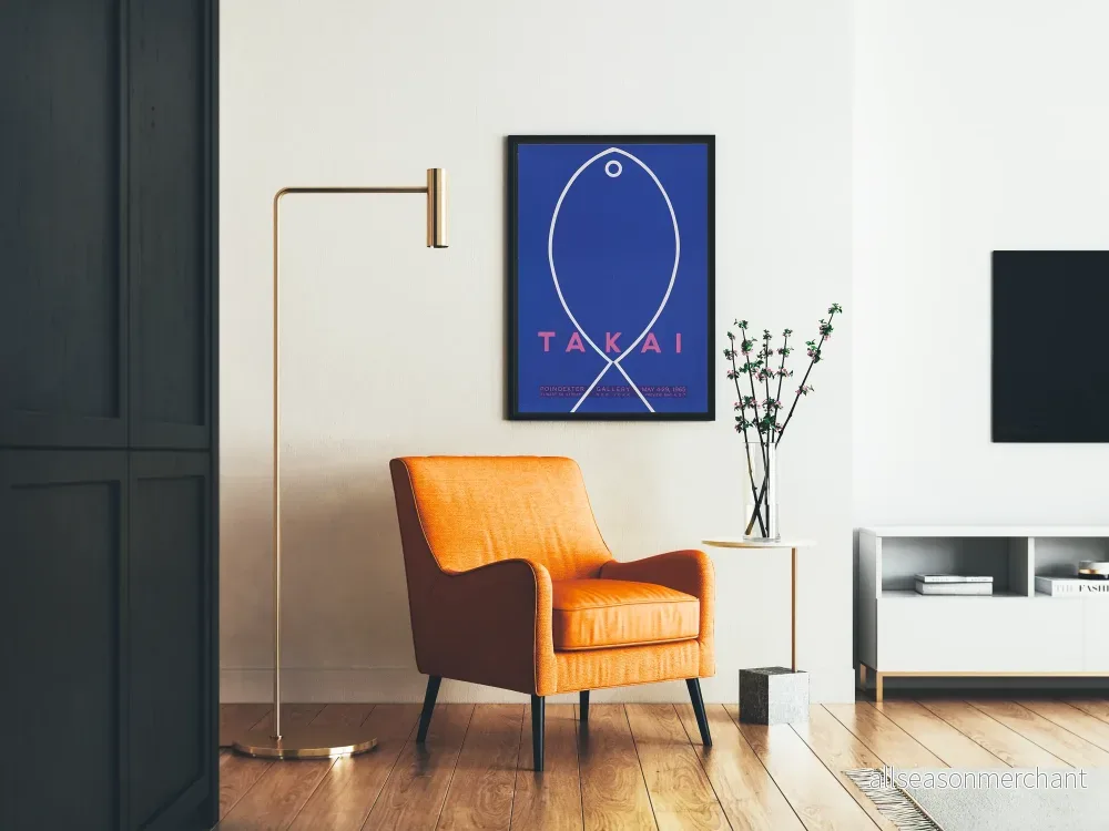 Grafisk blå väggposter TAKAI - Bild 2