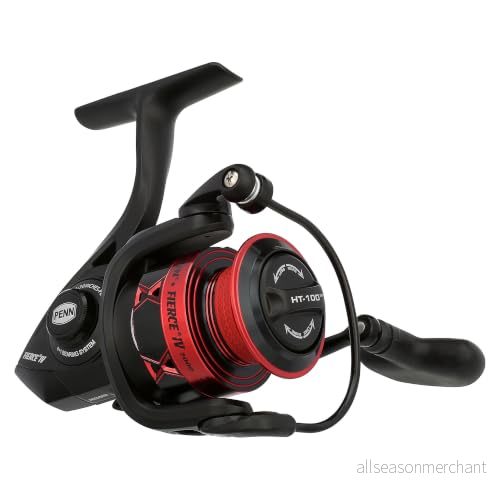 PENN Fierce IV spinning, fiskerulle, spinnrullar, hav kustfiske, mångsidigt havsfiske efter båt, kajak, strand, jigging, surfing och allroundanvändning, unisex, svart/röd, 2000 31324280458