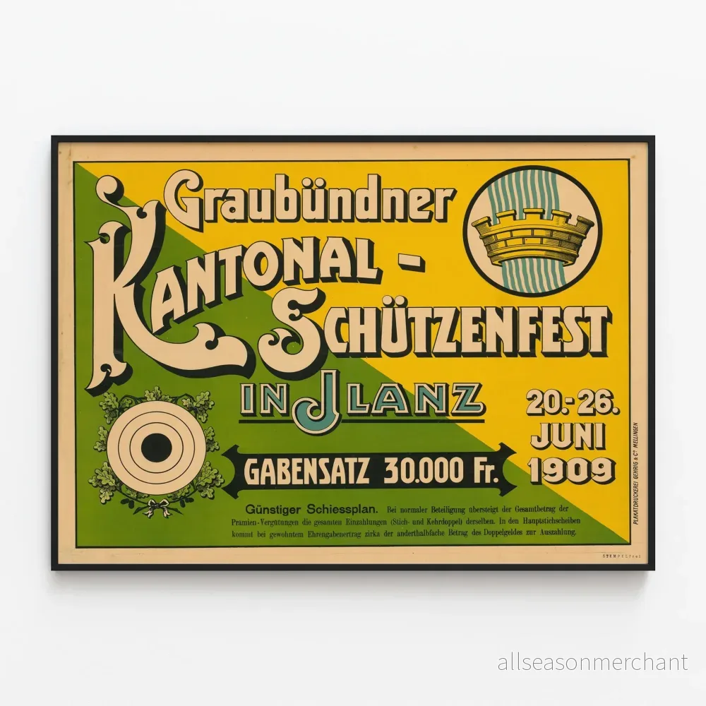 Vintageposter för Graubündner Kantonal Schützenfest 1909