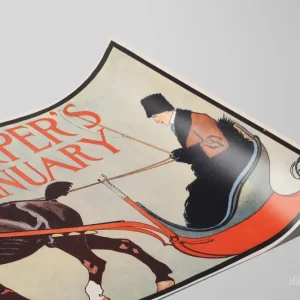 Vintageposter Harper's januari med häst och släde - Bild 2