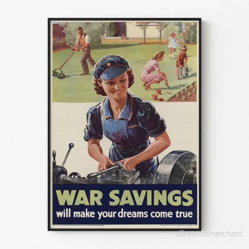 Vintage krigssparposter - Retro väggdekoration