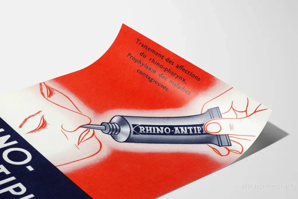 Vintageposter Rhino-Antipiol Behandling av Rhino-farynxens sjukdomar - Bild 3