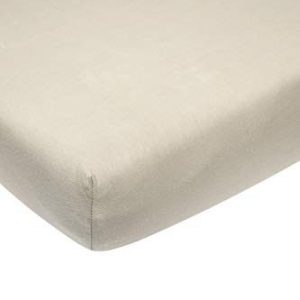 Meyco Baby Uni underlakan för madrass till lekhage (underlakan med mjuk jerseykvalitet, tillverkad av 100% bomull, perfekt passform tack vare elastiskt band runt om, andas, mått: 75 x 95 cm), sand 4054703566062