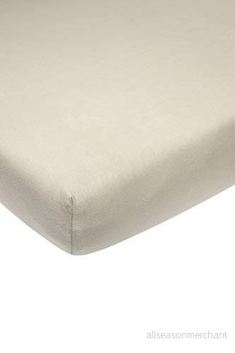 Meyco Baby Uni underlakan för madrass till lekhage (underlakan med mjuk jerseykvalitet, tillverkad av 100% bomull, perfekt passform tack vare elastiskt band runt om, andas, mått: 75 x 95 cm), sand 4054703566062