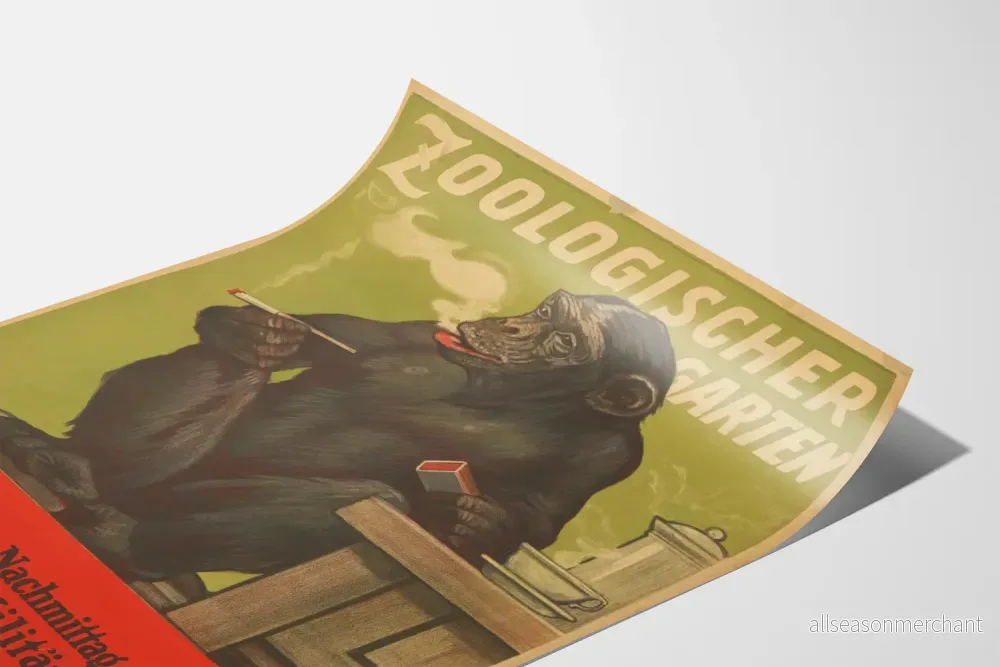 Vintageposter av Zoologischer Garten med rökande apa - Bild 3
