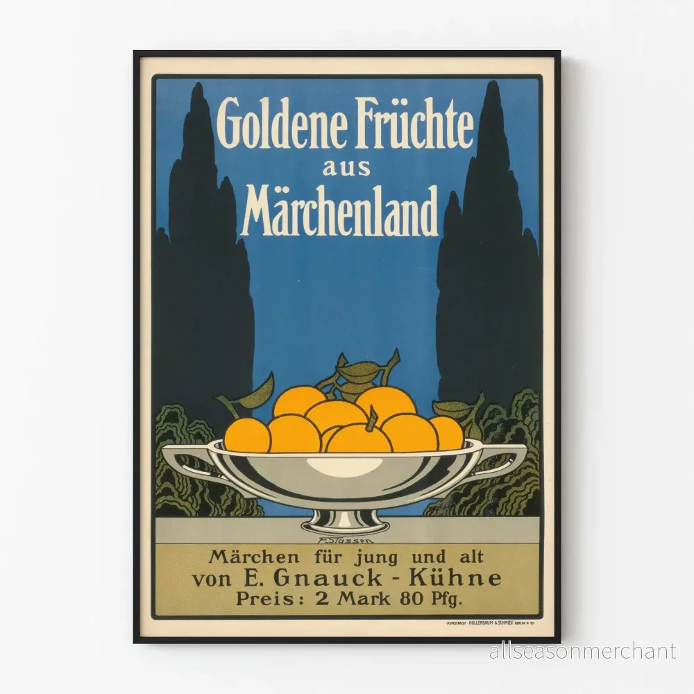 Vintageposter med Gyllene Frukter från Sagolandet