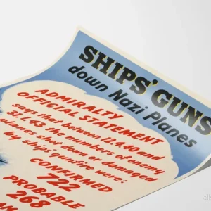 Vintage militär engelsk poster - Fartygs kanoner mot nazistflygplan - Bild 3