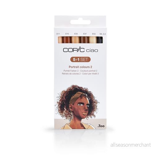Copic Ciao färgad markörpenna 5+1 set porträtt 2, för konst och hantverk, färgning, grafik, överstrykningspennor, design, anime, professionella nybörjare, konsttillbehör målarböcker 4013695265315