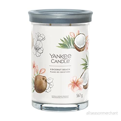 Yankee Candle Signature doftljus Kokosnöt strand stort dricksglas ljus med dubbla vekar Sojavaxblandning, långt brinnande perfekta gåvor för kvinnor 5038581143071