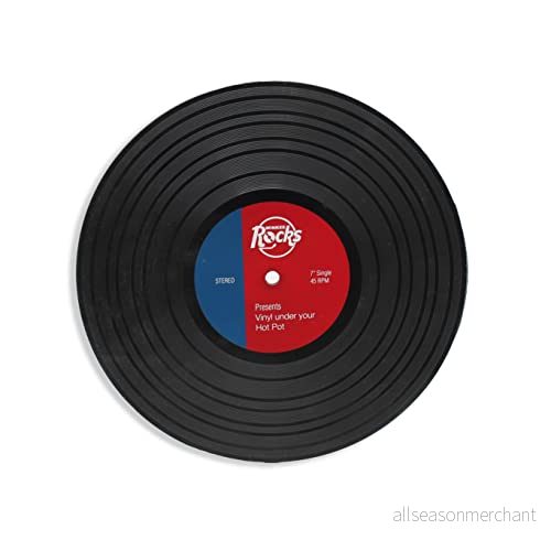 Winkee Rocks Vinylgrytunderlägg Det praktiska underlägget runt i vinylskivform silikonunderlägg Ø 15 cm kastrullskydd silikon underlag för kastruller Present till bröllop 4260767640420