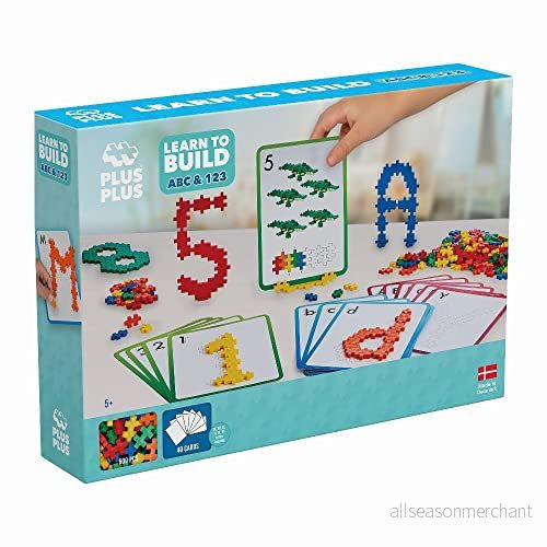Plus Learn to Build ABC & 123 600 bitar Kreativ lek, Byggklossar, Bygga, Utvecklande leksaker för barn, STEM, STEAM, Producerat i Danmark 5710409106887
