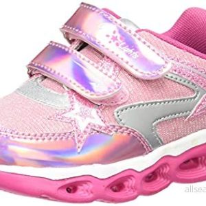 Chicco Unisex barnsneakers med lampor i sulan och dubbel spricka barnskor, Rosa 1, 29 EU 8051182250914