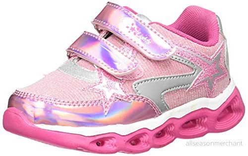 Chicco Unisex barnsneakers med lampor i sulan och dubbel spricka barnskor, Rosa 1, 29 EU 8051182250914