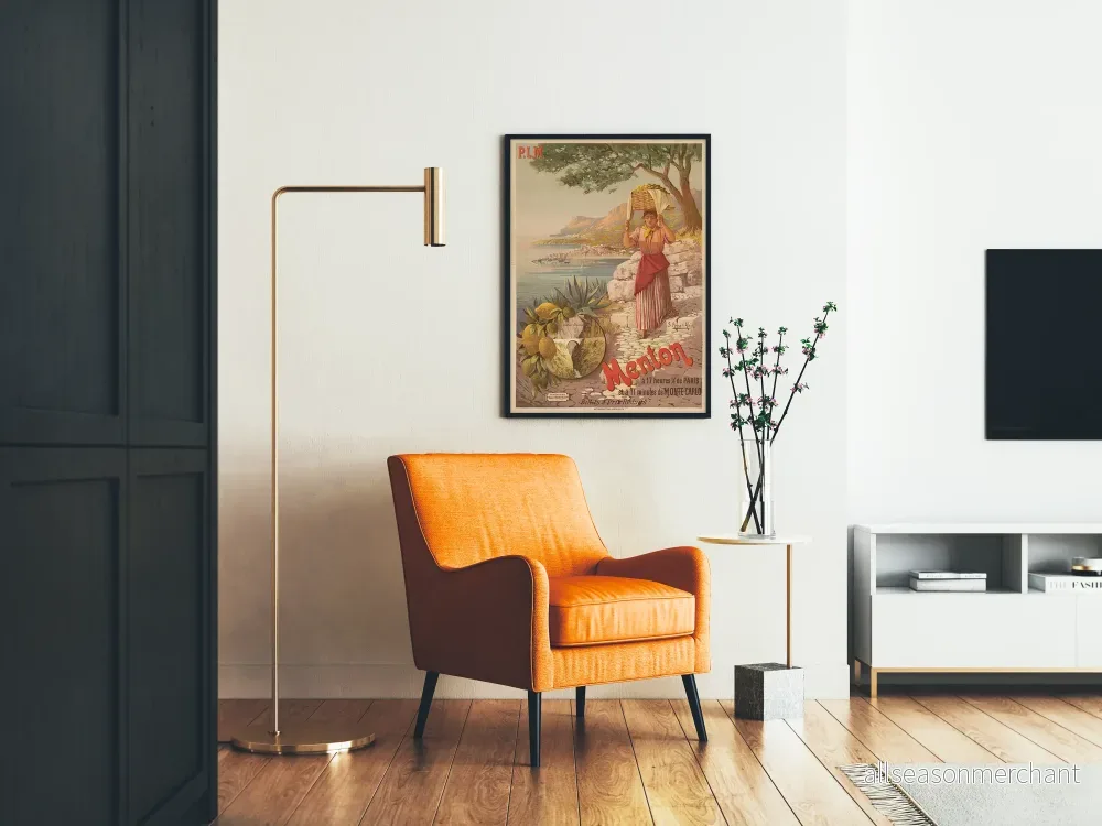 Vintageaffisch Menton P.L.M. för väggdekoration - Bild 2