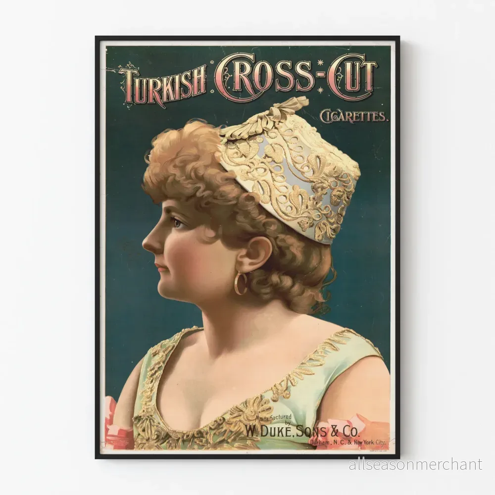 Vintage Turkiska korsskurna cigarettposter - Retro väggdekoration