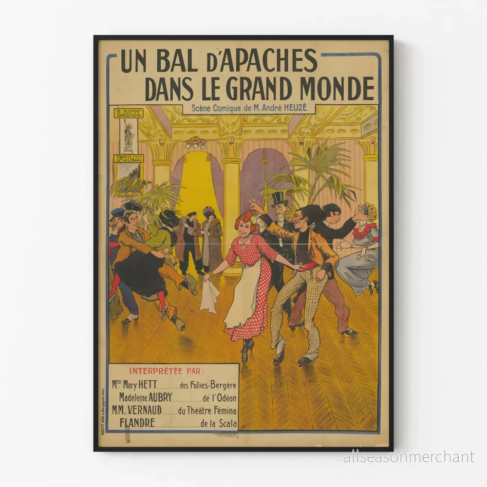 Vintage poster av en bal för apacher i den stora världen