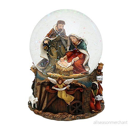 Dekohjälte24 snöboll, helig familj, med ljud: Tyst natt, mått (H x B Ø kula: ca 14,5 11 cm/Ø 10 cm, 501071 4250905140851