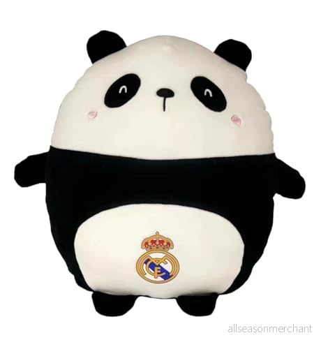 CyP Brands Real Madrid plyschdocka, Pandabjörn, 30 cm, svart och vitt, officiell produkt 8426842106380