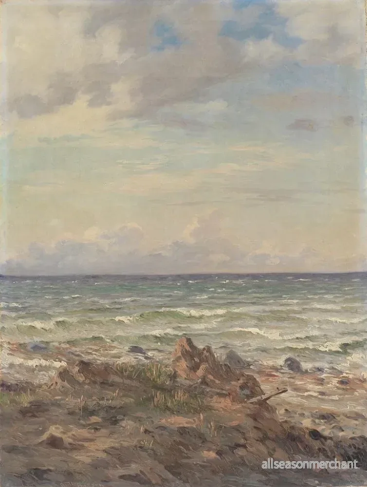 Målning av kustsektion med klippig strand - August Wilhelm Boesen | Konsttryck - Bild 2