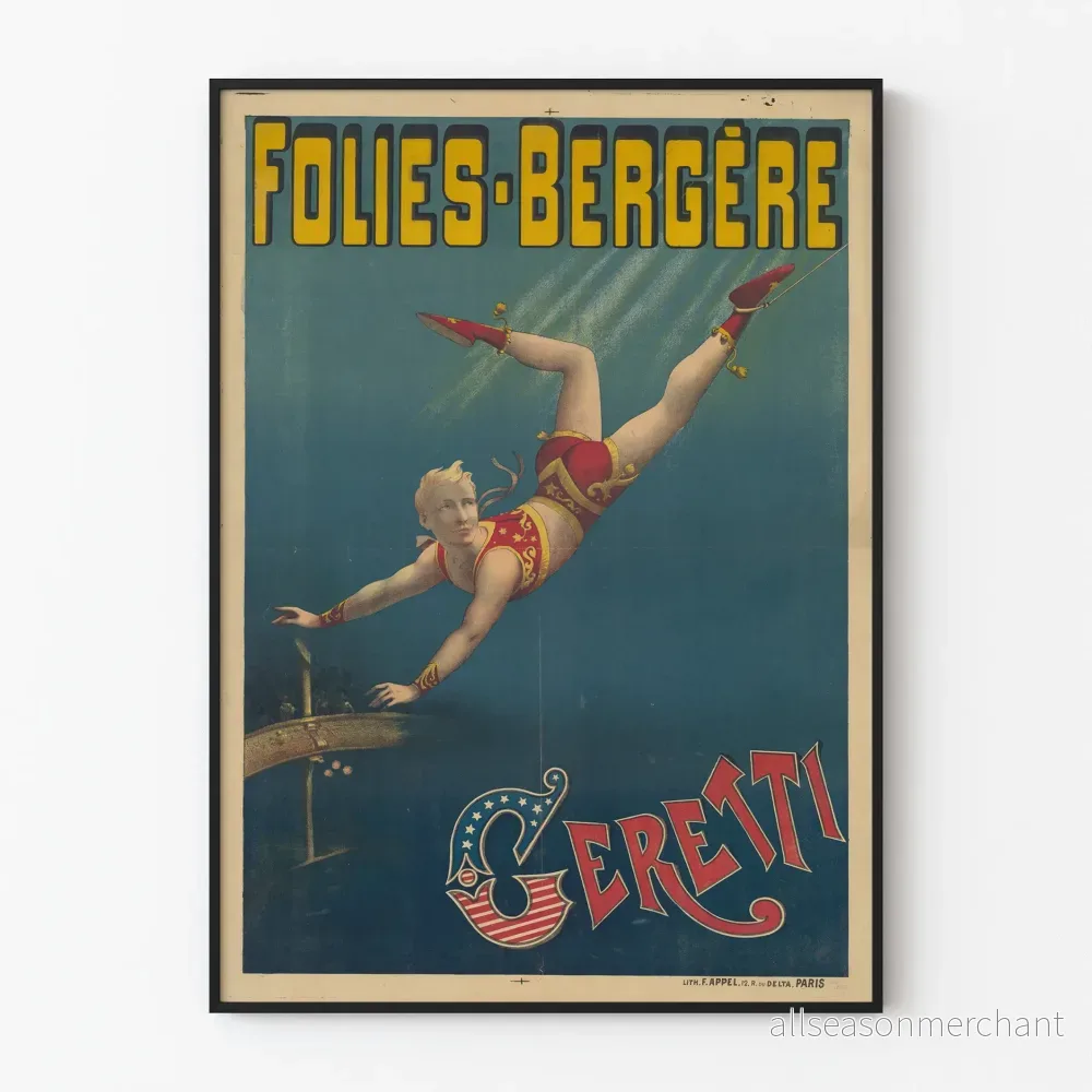 Vintageposter Folies Bergère Geretti - Retro väggdekoration