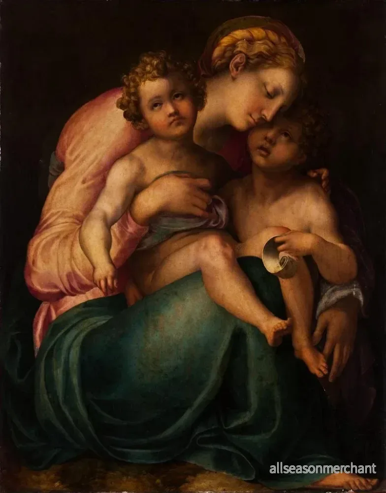 Målning La Vierge et l'Enfant avec Jean - Anonym | Konsttryck - Bild 2