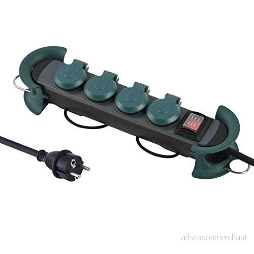 Electraline 30919 Professionellt vattentäta grenuttag med 16A uttag, 4 m gummikabel, H07RN F 3G1,5 mm², IP44, grön 3390723309199
