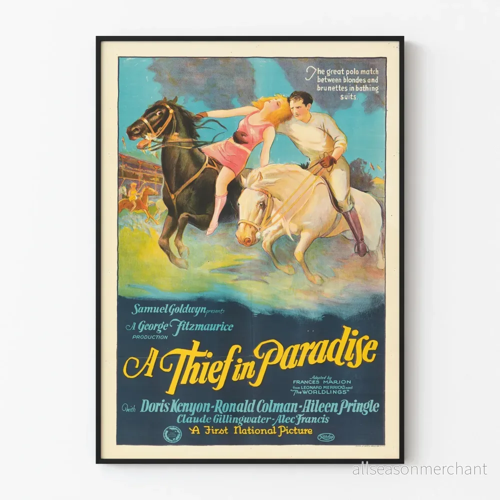Vintageposter A Thief in Paradise - Illustration för hästpolo