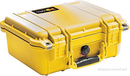 PELI 1500 skyddslåda i polypropylen, IP67 vatten och dammtät, 19 liters kapacitet, tillverkad Tyskland, inget skum, gul 19428022815