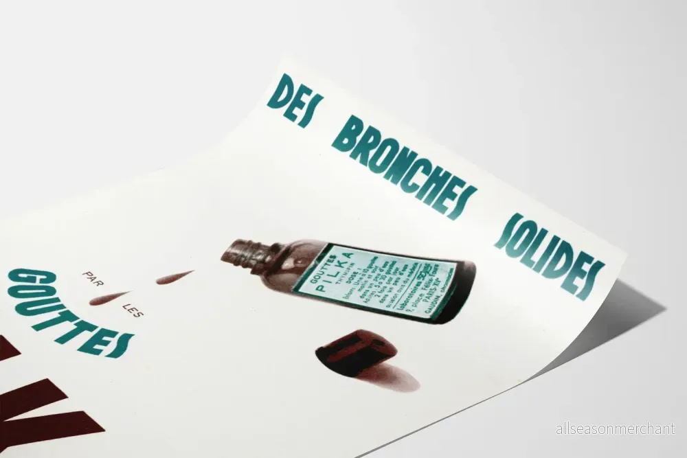Vintage reklamposter Gouttes Pilka för starka luftvägar - Bild 3