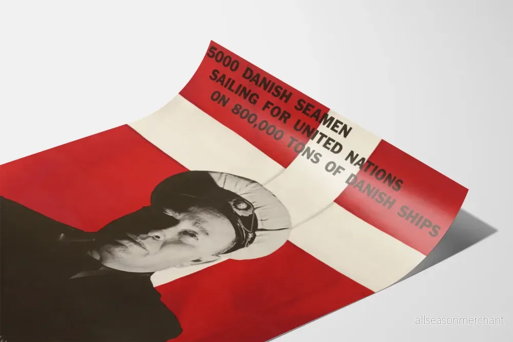 Vintage dansk marinposter med flagga för väggdekoration - Bild 3