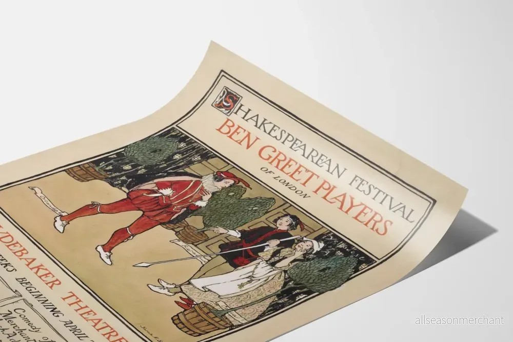 Vintageposter för Shakespearefestivalen Ben Greet Players Teater Studebaker - Bild 3
