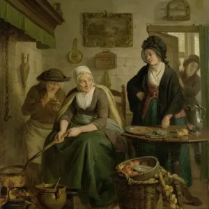 Målning av kvinna som gör crêpes - Adriaan de Lelie | Konsttryck - Bild 2