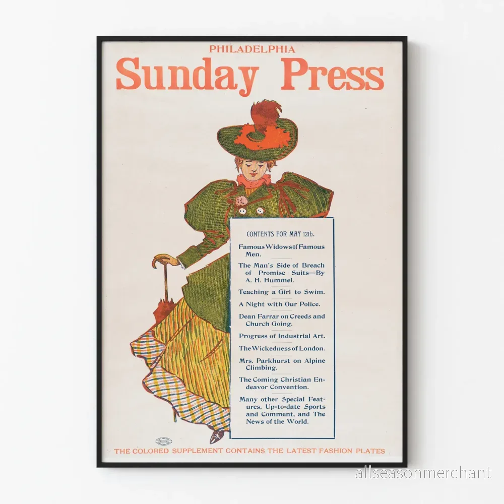 Vintageposter Philadelphia Sunday Press 10 maj