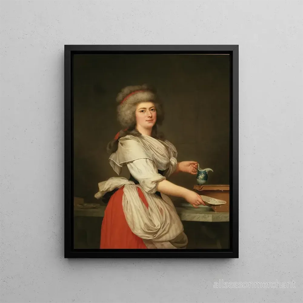 Målning Madame A. Aughi, vän till drottning Marie-Antoinette, som mjölkerska vid den kungliga mejeriet i Trianon - Adolf Ulrik Wertmüller