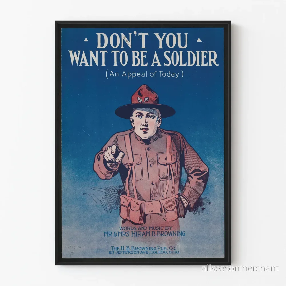 Vintage militärposter Don't You Want to Be a Soldier - Retro väggdekoration