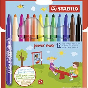 Tuschpenna STABILO power max förpackning med 12 blandade färger 3168070980121
